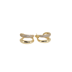 Double Gold Pave Open Hoop