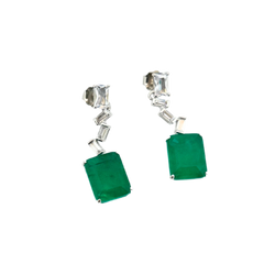 Zigzag Emerald Diamond Earrings
