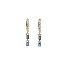 Sapphire Double Square Gold Hoops