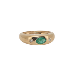 Emerald and Diamond Inlay Ring