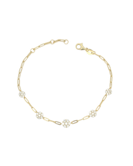 Flower Zircon Paperclip Bracelet