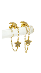 Moon and Star Chain Hoops