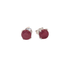 Mini Round Ruby Studs 14k