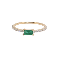 Emerald Birthstone Diamond Ring 14k