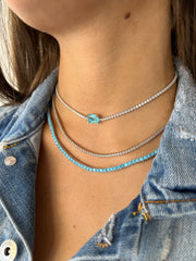 Middle Square Stone Tennis Necklace
