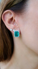 Emerald-Cut Emerald Square Studs