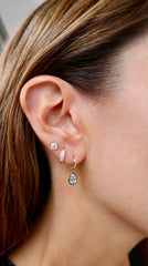 Diamond Black Bezel Gold Hoops 14k