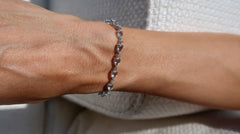 Diamond and Aquamarine Pear White Gold Bracelet 14k