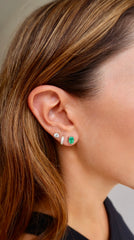 Emerald Oval White Gold Stud 18k