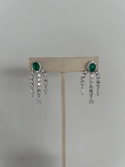 Round Emerald Silver Pave Chandelier