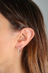 White Gold Round Diamond Hoops 14k