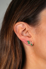 Emerald Leafs and Diamond Studs 14k