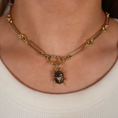 Brown Mini Beetle Charm with Diamonds 14k