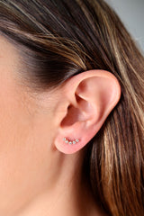 Half Diamond Circle Gold Studs 14k