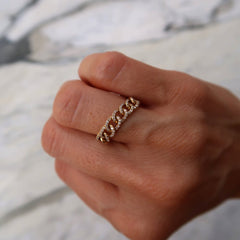 Diamond Gold Chain Ring 14k