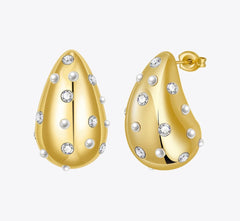Gold Pearl and Diamond Dupe Earrings