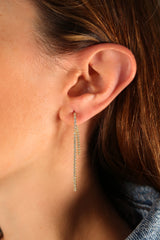 Back and Front Silver Tennis Row Earrings