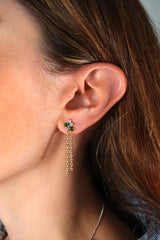 Back and Front Silver Tennis Row Earrings