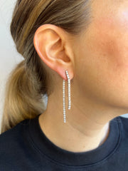 Double Row Gold Tennis Earrings