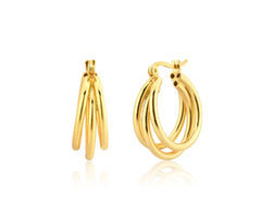 Triple Oval Gold Hoops