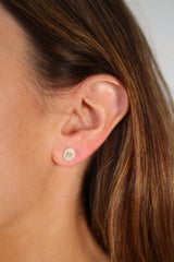 Oval White and Gold Studs