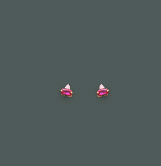 Mini Ruby Studs Yellow Gold 14k