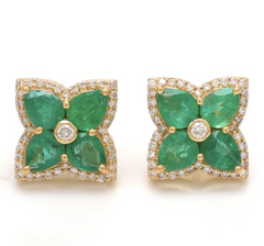 Half Diamond Circle Gold Studs 14k