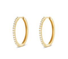 Pave Gold Diamond Hoops 14k