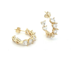 Heart Zircon Gold Hoops