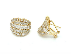 Formal Five Row Pave Gold Studs