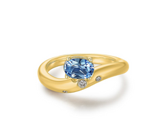 Blue Topaz and Diamond Gold Ring 14k