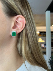 Emerald-Cut Emerald Square Studs
