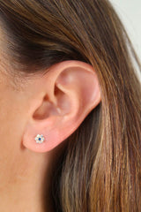 Mini Gold Flower Diamond with Sapphire Studs