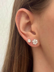 Emerald-Cut Emerald with Diamond Halo 14k Studs