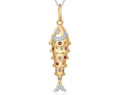 Diamond Fish Charm 14k