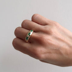 Multi Diamond and Emerald Inlay Ring 14k