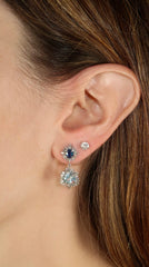 Sapphire and Aquamarine Diamond Spike Earrings 14k