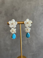 Flower Shell Stone Earrings