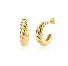 Gold Thick Rope Half Hoops