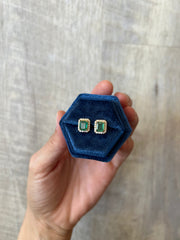 Emerald & Diamond Studs 14k Gold