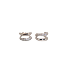 Double Silver Pave Open Hoop