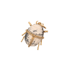 White Beetle Charm Yellow Gold 14k