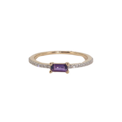 Amethyst Birthstone Diamond Ring 14k