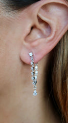 Hanging Rain Silver Zircon Earrgins