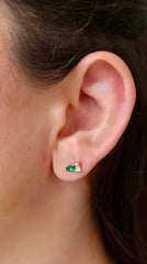 Mini Oval Gold Sapphire Stud 14K