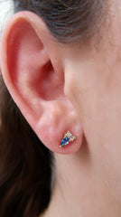 Mini Oval Gold Sapphire Stud 14K