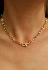 Skinny Gold Hardwear Necklace with Diamond Buckle