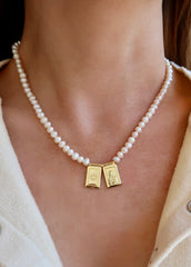 Pearl Gold Scapular Necklace