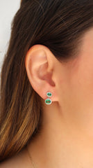 Emerald and Diamond Mini Pendant Earrings 18k