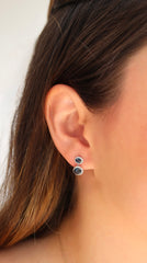 Sapphire and Diamond Mini Pendant Earrings 18k